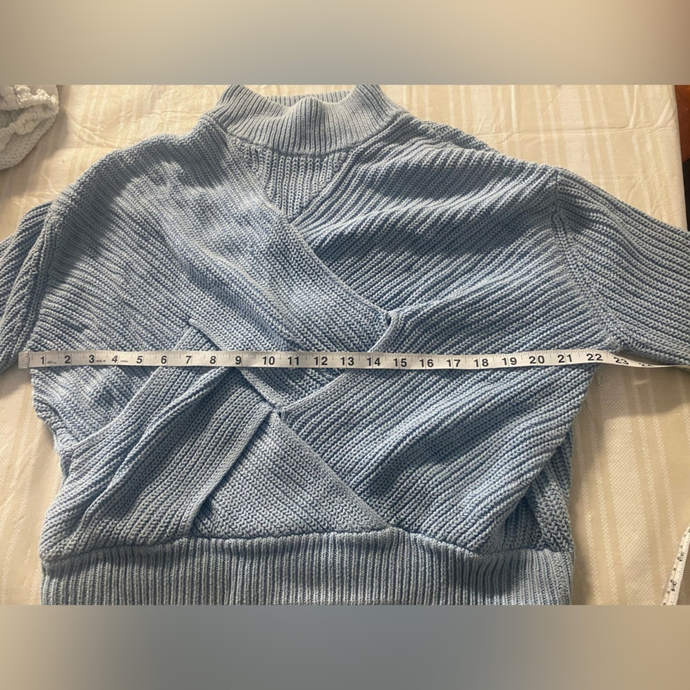 C/MEO Collective Blue shake it off Sweater Chunky Knit with criss cross panel - Picture 8 of 8